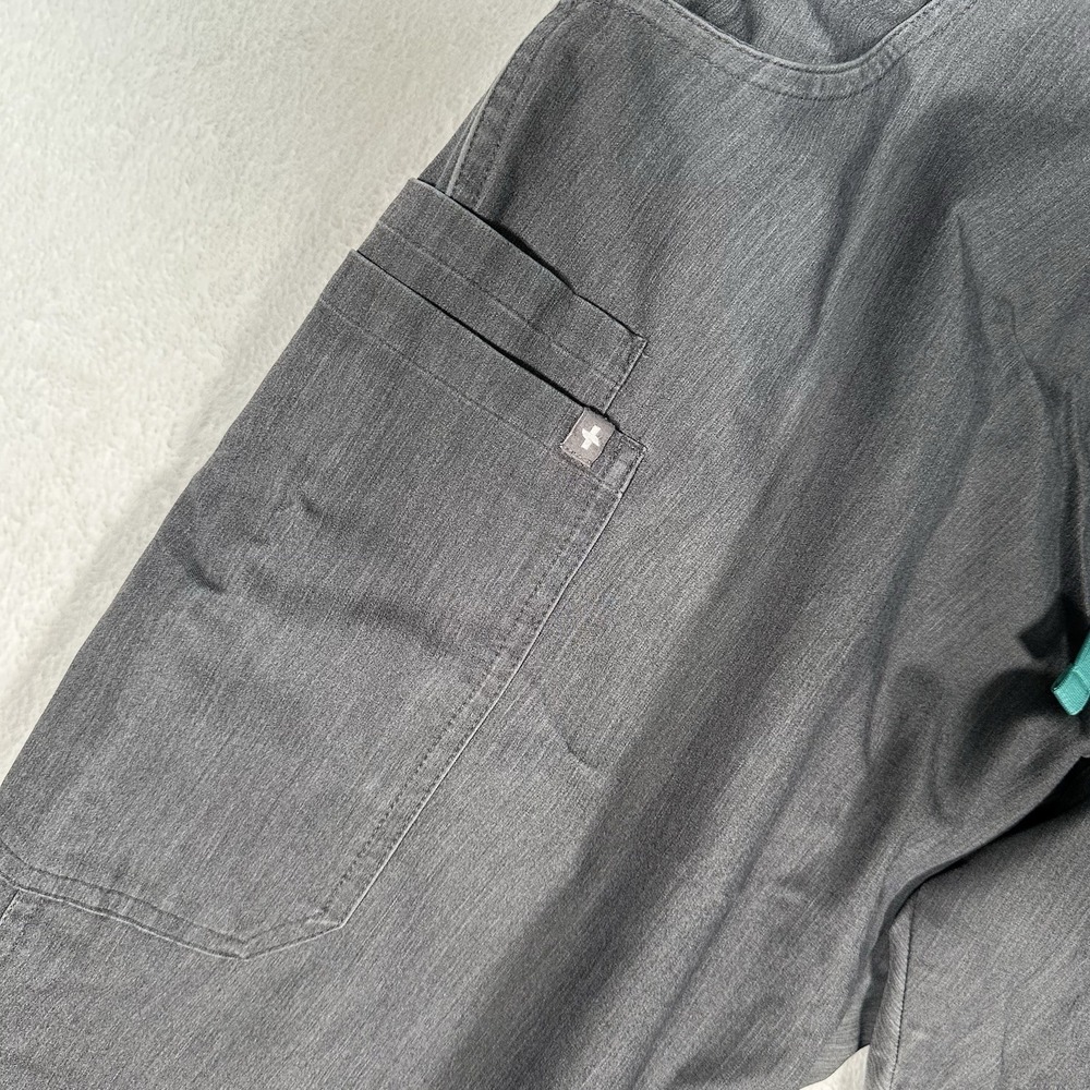 FIGS Kade Cargo Scrub Pants Heather Graphite Gray Teal Drawstring XXL/T - Picture 7 of 13